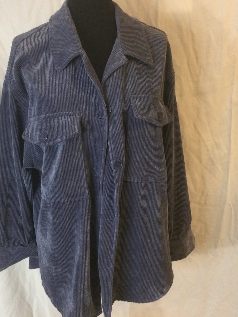 Ashley Oversize XL Blue Corduroy Womens Jacket Shirt Button Up READ ALL